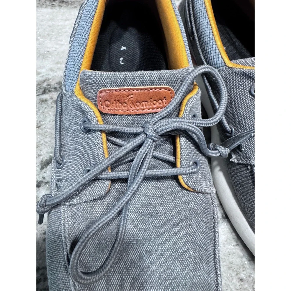 OrthoComfoot Boat Shoes Canvas Grey‎ 11.5 Men's Casual Nautical Comfort ZGBX01